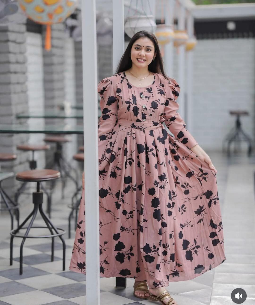 Flowers Print Gown – 1 Piece